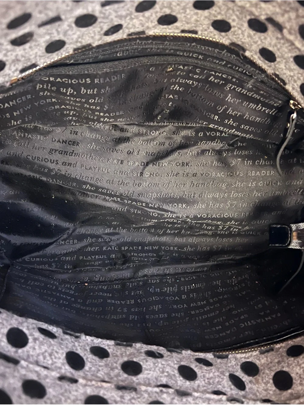 kate spade Gray and Black Polka Dot Bow Shoulder Bag
